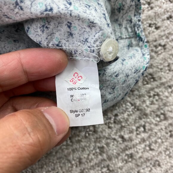 J. Crew Button Down Shirt Men Large L White Floral All Over Print Preppy Formal - Picture 6 of 9